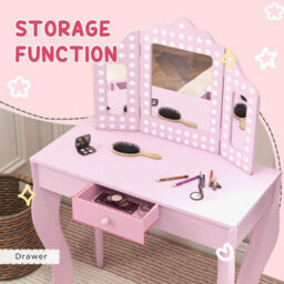 Aiyaplay Kids Dressing Table Set Make Up W/ Stool, Drawer, For Playroom - thumbnail 6