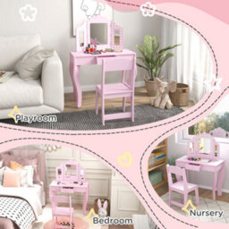 Aiyaplay Kids Dressing Table Set Make Up W/ Stool, Drawer, For Playroom - thumbnail 7