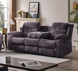 Amani Roma Brown Recliner Sofa Three Seater With Usb Charger And Cup Holders