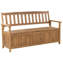 Beliani Garden Bench With Cushion Sovana 160 Cm With Storage Acacia Wood Red - thumbnail 6