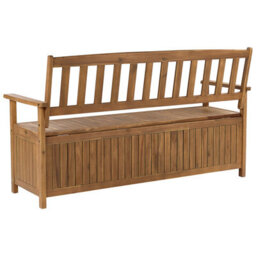 Beliani Garden Bench With Cushion Sovana 160 Cm With Storage Acacia Wood Red - thumbnail 7