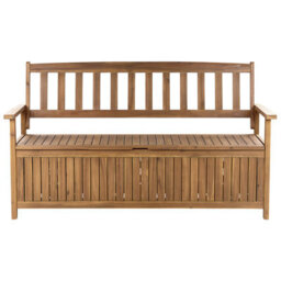 Beliani Garden Bench With Cushion Sovana 160 Cm With Storage Acacia Wood Red - thumbnail 4