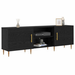 Berkfield Tv Cabinet Black Oak 150 X 30 X 50 Cm Engineered Wood - thumbnail 3