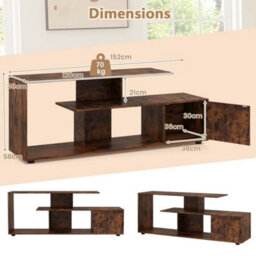 Tv Stand For Tvs  3-Tier Media Console Table W/storage-Coffee - thumbnail 2