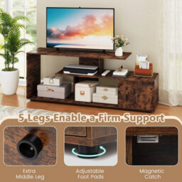 Tv Stand For Tvs  3-Tier Media Console Table W/storage-Coffee - thumbnail 6