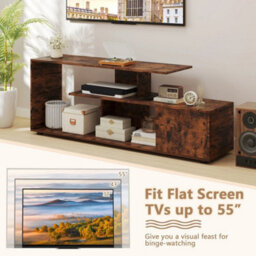Tv Stand For Tvs  3-Tier Media Console Table W/storage-Coffee - thumbnail 5