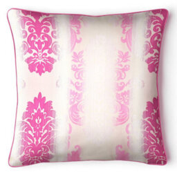 Intimates Shimmering Design Faux Silk Sofa Cushion, Elegant Damask Decorative Cushion - Pink