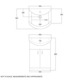 Hydros Black Vanity Unit 550mm With Ceramic Basin Bathroom Sink Chrome Handles - thumbnail 5