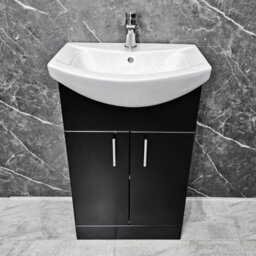 Hydros Black Vanity Unit 550mm With Ceramic Basin Bathroom Sink Chrome Handles - thumbnail 1