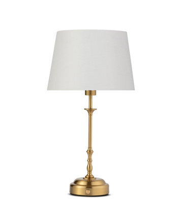 Lighting Supermarket Florence Rechargeable Antique Brass Table Lamp With Cream Shade - image 1