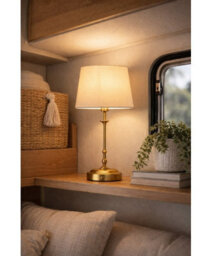 Lighting Supermarket Florence Rechargeable Antique Brass Table Lamp With Cream Shade - thumbnail 8