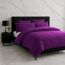 Teddy Bear Fleece Soft Cosy Duvet Cover + Pillow Case Set Purple