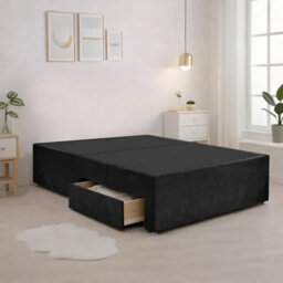 Luxury Black Plush Milan King Size Bed Frame With Mattress 54 Inches Wingback Headboard 2 Footend Storage Drawers - thumbnail 6