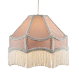 Happy Homewares Traditional Victorian Empire Lampshade In Soft Blush Pink Velvet With Tassels - thumbnail 2