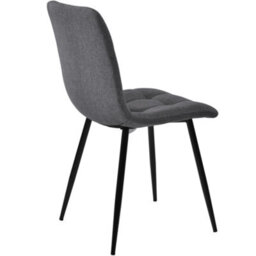 Matteo Set Of 4 Dark Grey Linen Upholstered Dining Chairs With Metal Frame & Ergonomic Design - thumbnail 8