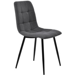 Matteo Set Of 4 Dark Grey Linen Upholstered Dining Chairs With Metal Frame & Ergonomic Design - thumbnail 9