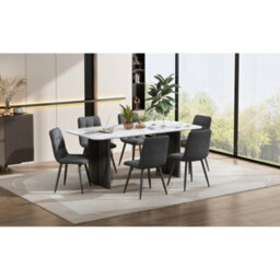 Matteo Set Of 4 Dark Grey Linen Upholstered Dining Chairs With Metal Frame & Ergonomic Design - thumbnail 2