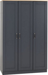 Seconique Portland 3 Door Wardrobe In Grey With Oak Effect Finish