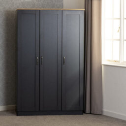 Seconique Portland 3 Door Wardrobe In Grey With Oak Effect Finish - thumbnail 5
