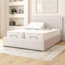 Aspire Grant Electric Adjustable Bed Upholstered With Pocket Sprung Mattress Uk Made, Plush Light Silver, Size Superking - thumbnail 2