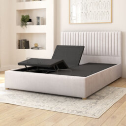 Aspire Grant Electric Adjustable Bed Upholstered With Pocket Sprung Mattress Uk Made, Plush Light Silver, Size Superking - thumbnail 3