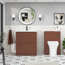 Royal Bathrooms Elmore 700mm Floor Standing 2 Drawer Bathroom Vanity Unit With Traditional Ceramic Basin Sink - Terracotta Clay - thumbnail 4
