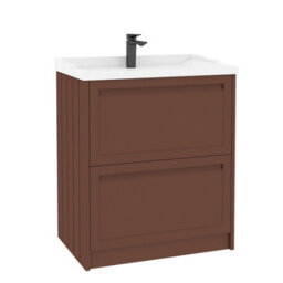 Royal Bathrooms Elmore 700mm Floor Standing 2 Drawer Bathroom Vanity Unit With Traditional Ceramic Basin Sink - Terracotta Clay - thumbnail 6