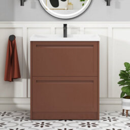 Royal Bathrooms Elmore 700mm Floor Standing 2 Drawer Bathroom Vanity Unit With Traditional Ceramic Basin Sink - Terracotta Clay - thumbnail 3