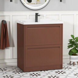 Royal Bathrooms Elmore 700mm Floor Standing 2 Drawer Bathroom Vanity Unit With Traditional Ceramic Basin Sink - Terracotta Clay - thumbnail 1
