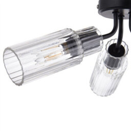 First Choice Lighting Portland - Matt Black With Clear Glass 3 Light Flush Ceiling Fitting - thumbnail 2