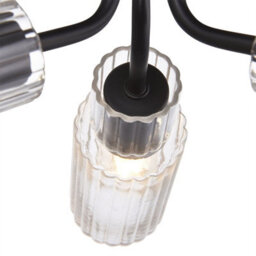 First Choice Lighting Portland - Matt Black With Clear Glass 3 Light Flush Ceiling Fitting - thumbnail 4