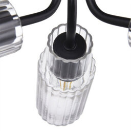 First Choice Lighting Portland - Matt Black With Clear Glass 3 Light Flush Ceiling Fitting - thumbnail 3