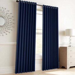 Ameha Thermal Thick Blackout Curtains Ready Made Eyelet Ring Top Navy Curtain Pair 90X90 With Tiebacks Bedroom Living Room Decor - thumbnail 2