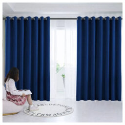 Ameha Thermal Thick Blackout Curtains Ready Made Eyelet Ring Top Navy Curtain Pair 90X90 With Tiebacks Bedroom Living Room Decor