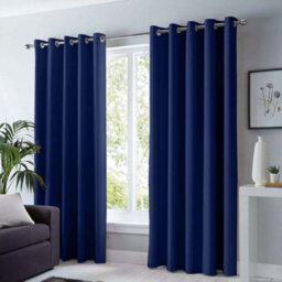 Ameha Thermal Thick Blackout Curtains Ready Made Eyelet Ring Top Navy Curtain Pair 90X90 With Tiebacks Bedroom Living Room Decor - thumbnail 5