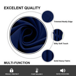 Ameha Thermal Thick Blackout Curtains Ready Made Eyelet Ring Top Navy Curtain Pair 90X90 With Tiebacks Bedroom Living Room Decor - thumbnail 7