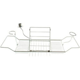 Expandable Chrome Over Bath Rack Organiser With Book, Drink & Candle Holders - Extends From 62Cm To 90Cm - thumbnail 5