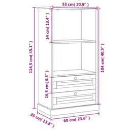 Berkfield Bookcase Vigo White 60X35X114.5 Cm Solid Wood Pine - thumbnail 9