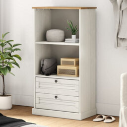 Berkfield Bookcase Vigo White 60X35X114.5 Cm Solid Wood Pine - thumbnail 1