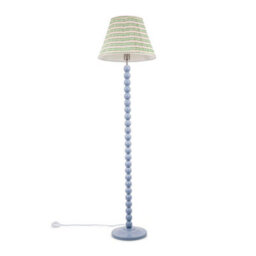 Valuelights Bobbles Powder Blue Bobbin Floor Lamp With Pink Aztec Pleated Shade - Led Bulb Included