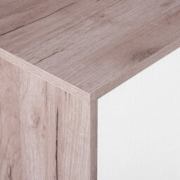 Beliani Minimalist Tv Stand, Matt Light Brown And White, Wide Top For Up To 81-Inch Tvs, Cable Management - thumbnail 6