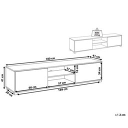 Beliani Minimalist Tv Stand, Matt Light Brown And White, Wide Top For Up To 81-Inch Tvs, Cable Management - thumbnail 4