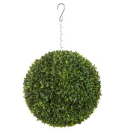 Best Artificial 23Cm Green Olive Grass Hanging Basket Topiary Ball - Suitable For Outdoor Use - Weather & Fade Resistant