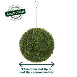 Best Artificial 23Cm Green Olive Grass Hanging Basket Topiary Ball - Suitable For Outdoor Use - Weather & Fade Resistant - thumbnail 2