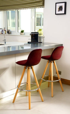 Bravich Barcelona Bar Stools - Set Of 2 - Burgundy - image 1