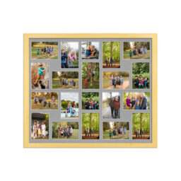 AK Frames 80X70Cm Light Oak Classic Multi Photo Frame With Silver Mount - Holds 20 Apertures (18X) 6X4, (2X) 4X4 Photos
