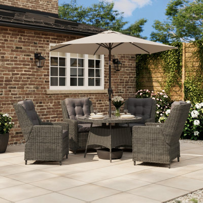 GoodHome Emali Brown Rattan Effect 4 Seater Dining Set - image 1