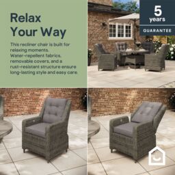 GoodHome Emali Brown Rattan Effect 4 Seater Dining Set - thumbnail 9