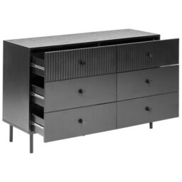 Wyld And Coco Novahome 6-Drawer Chest Black Mdf Modern Storage Unit, W120 X D41 X H75Cm - thumbnail 5
