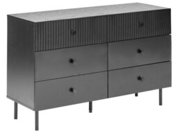 Wyld And Coco Novahome 6-Drawer Chest Black Mdf Modern Storage Unit, W120 X D41 X H75Cm - thumbnail 3